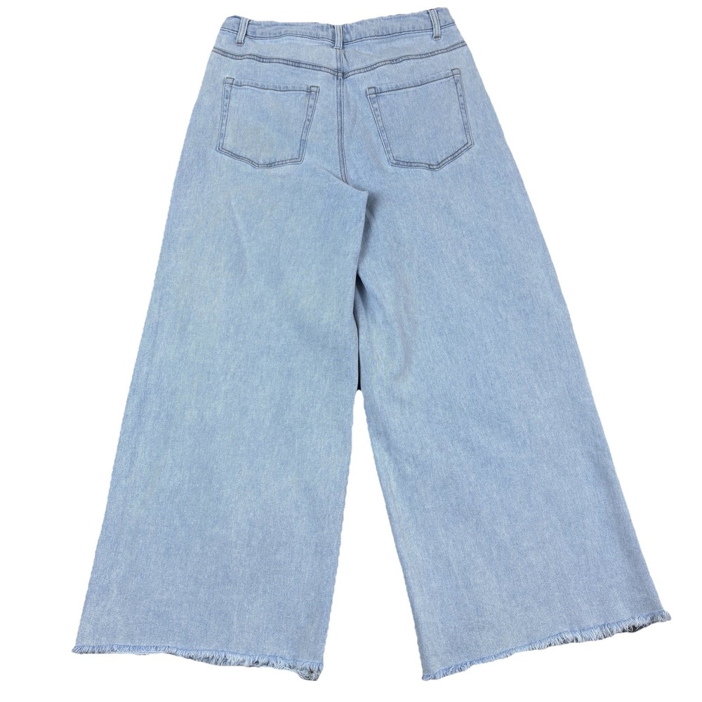 SO Womens Wide Leg Cropped Denim Jeans Raw Hem Light Wash‎ Size 13 31W - Picture 2 of 16